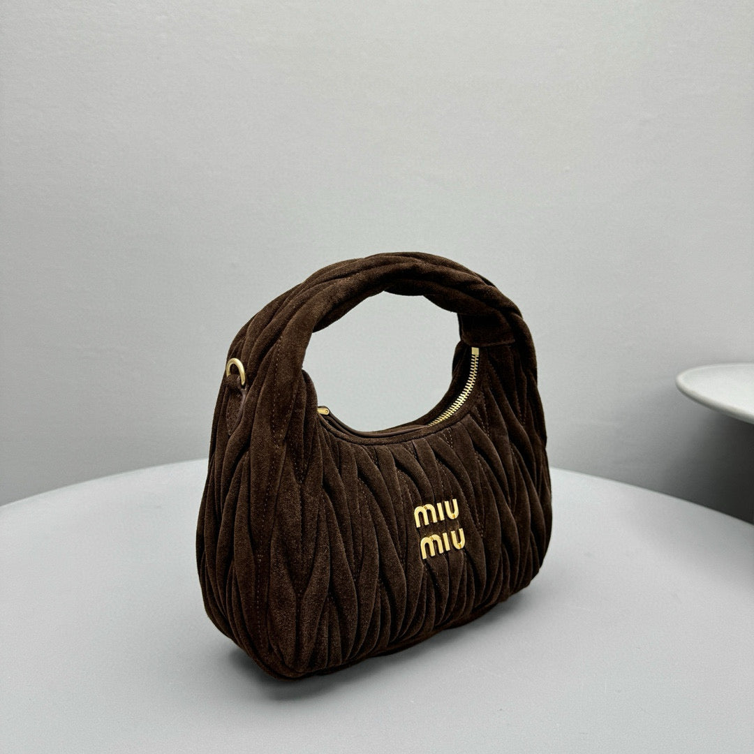 Bags- Miu M Wander Mini Hobo Bag Luxury Designer Leather Handbag
