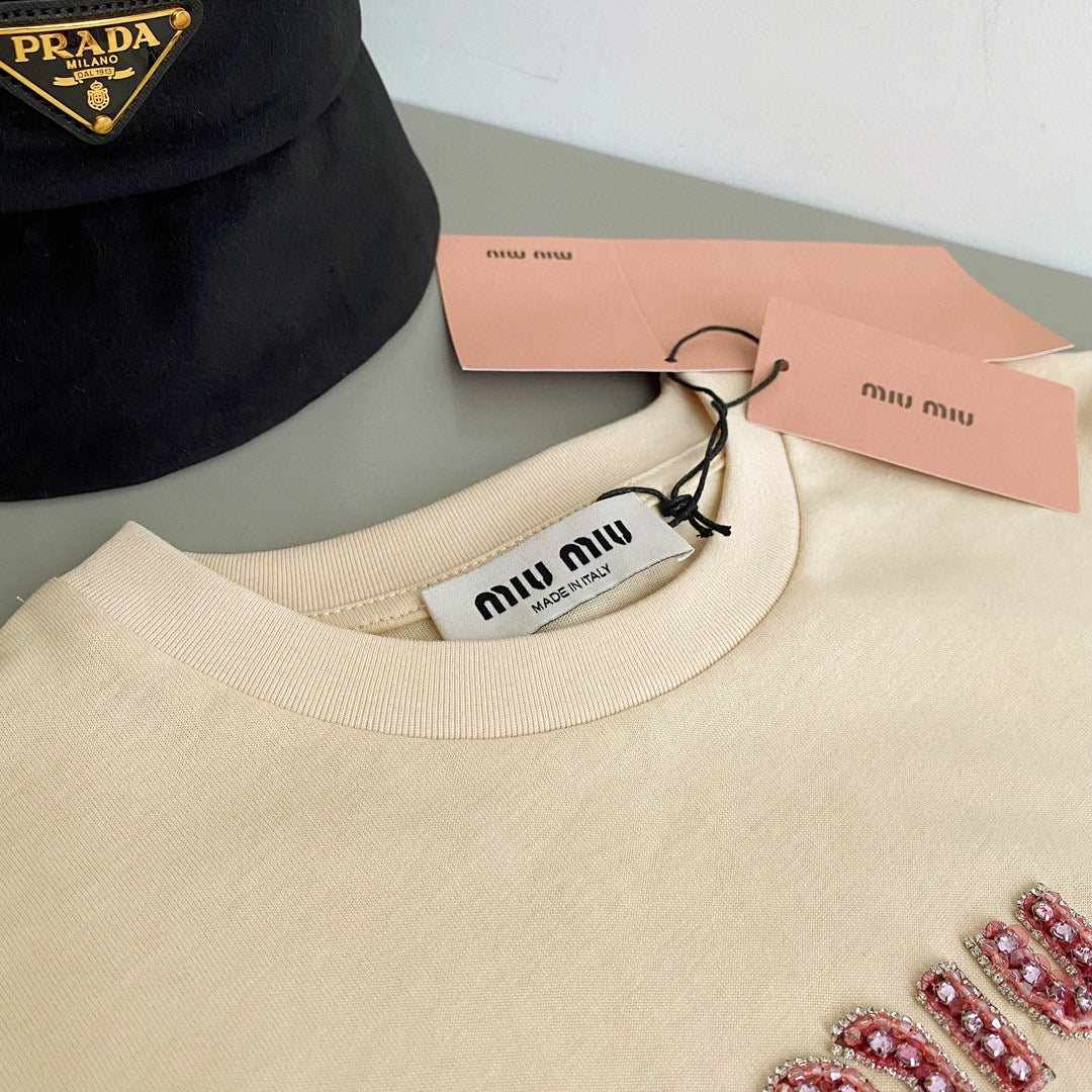 T-Shirts- Miu M T-shirt Premium Designer Cotton T-Shirt