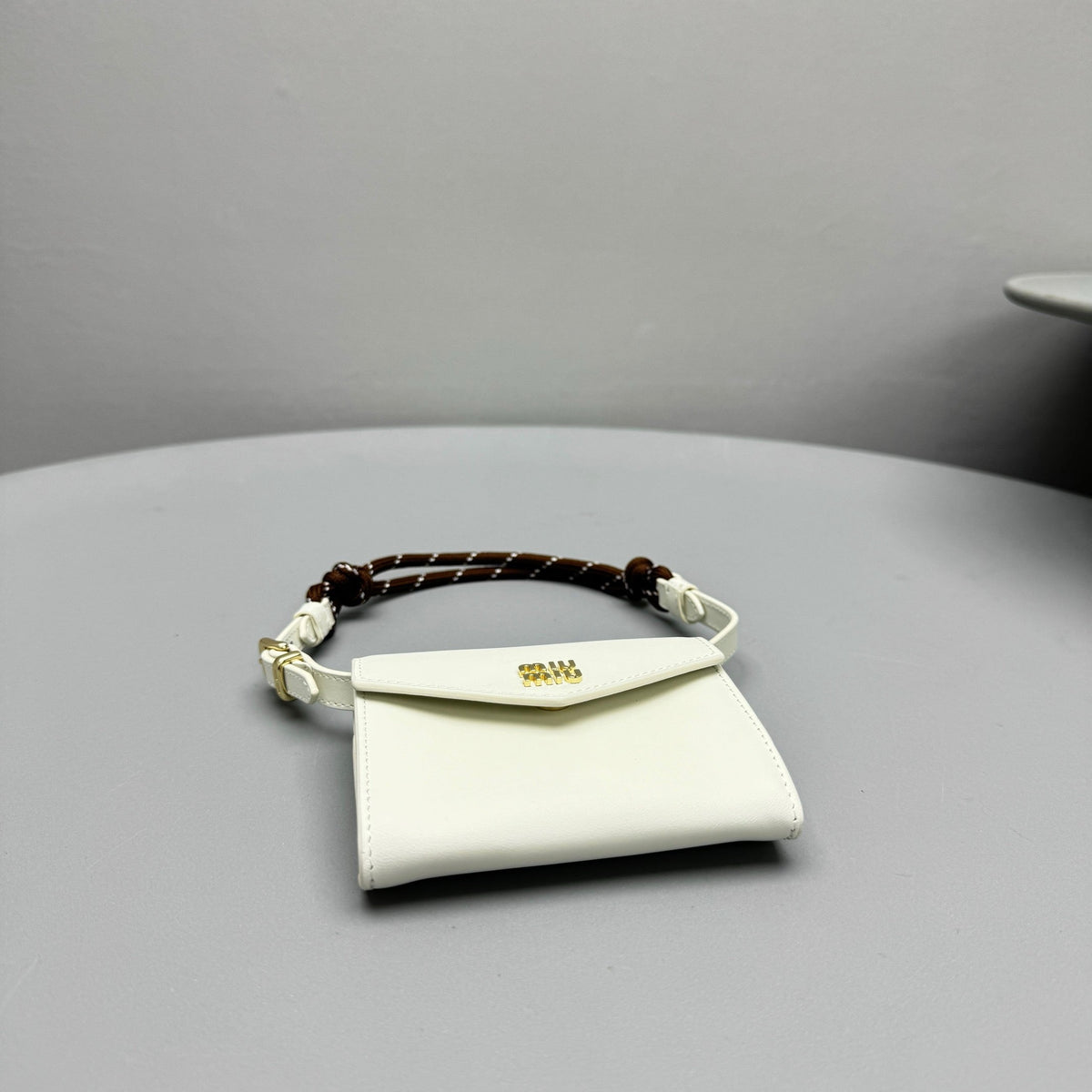 Wallets- Miu M Shoulder Strap Wallet Elegant Everyday Leather Wallet