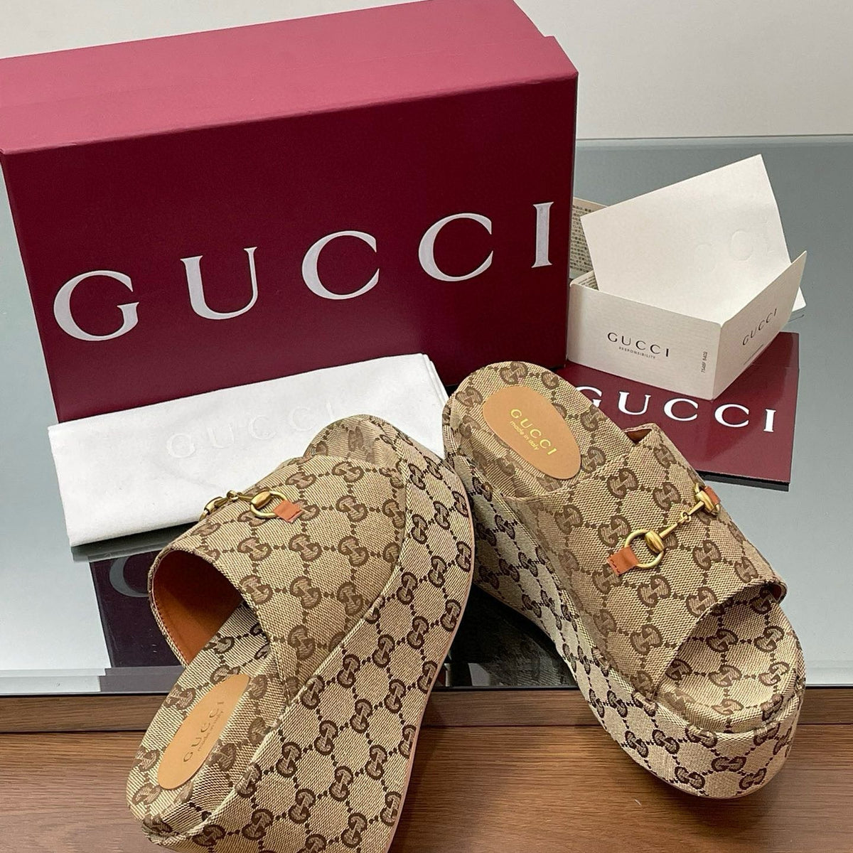 Gucci Shoes- Gucci Wedge Sandals Premium Designer Casual Shoes