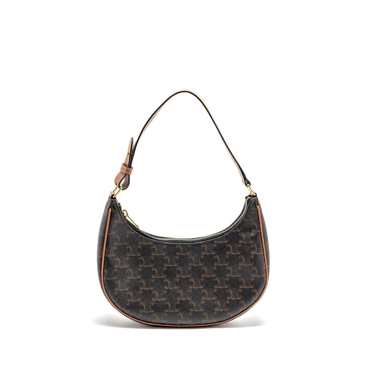 Celine Bags? Celine Ava Bag Triomphe Canvas Calfskin Tan GHW Premium Designer Shoulder Bag