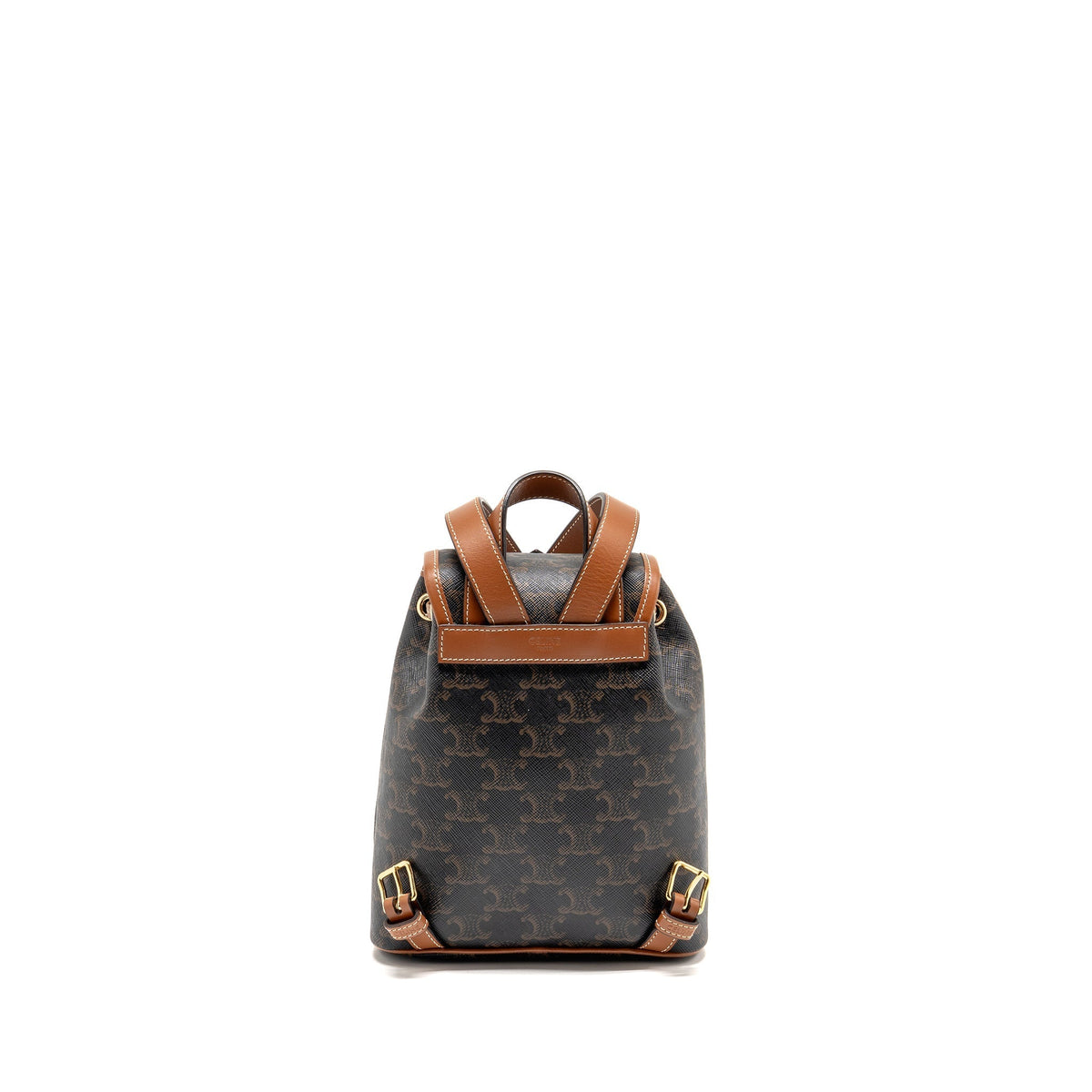 Celine Bags? Celine Mini Backpack Folco Triomphe Canvas Calfskin Tan GHW Luxury Designer Leather Handbag