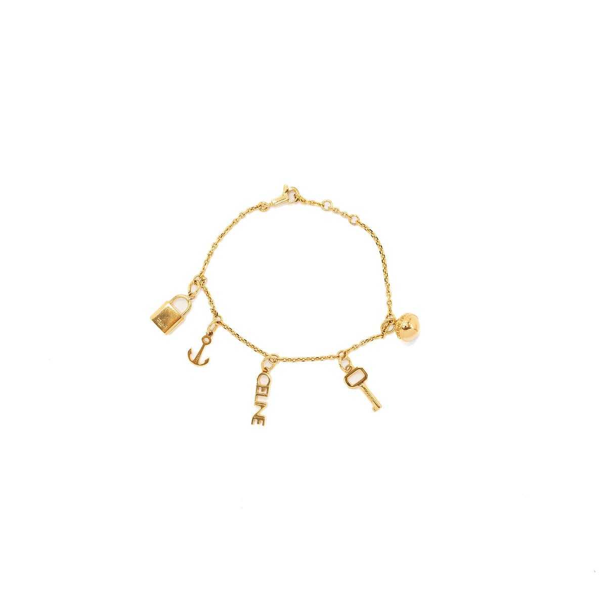 Celine Jewellery? Celine Padlock Charm Key Bracelet Gold Tone Elegant Everyday Fine Jewellery