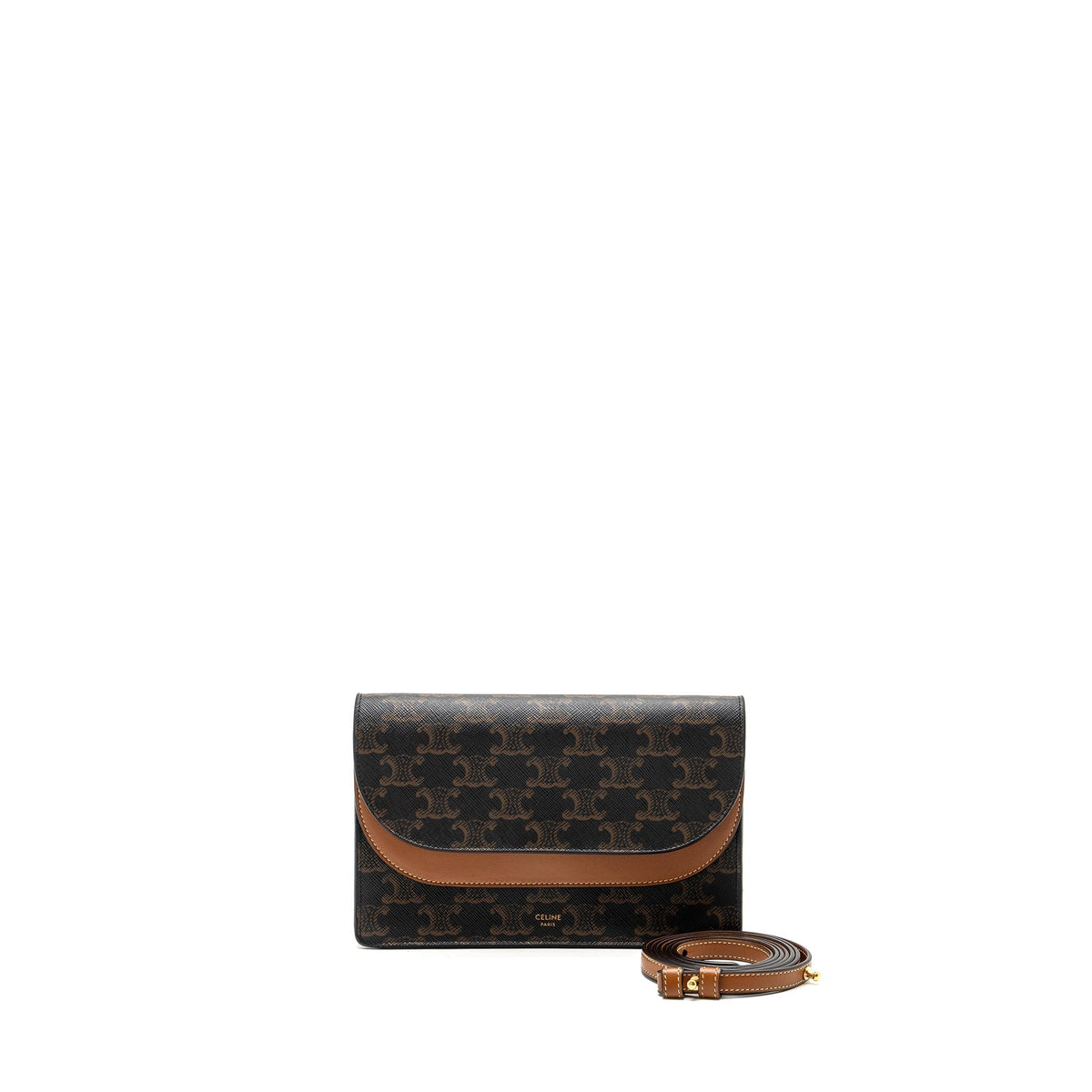 Celine Wallets? Celine wallet on strap triomphe canvas lambskin tan GHW Premium Leather Designer Wallet