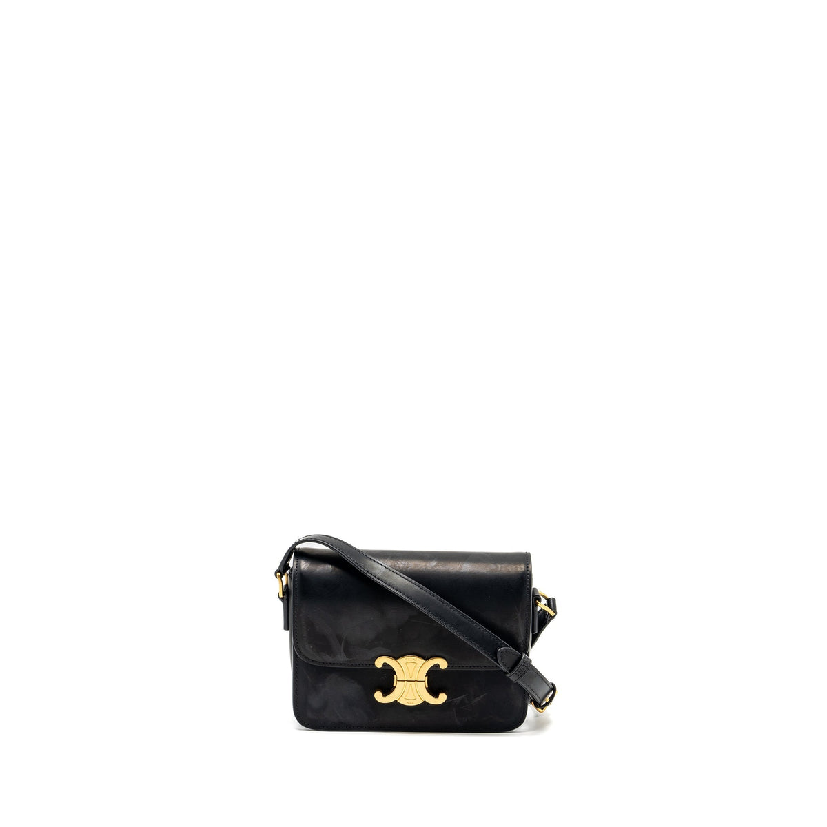 Celine Bags? Celine Teen Triomphe Bag Calfskin Black GHW Elegant Everyday Designer Handbag