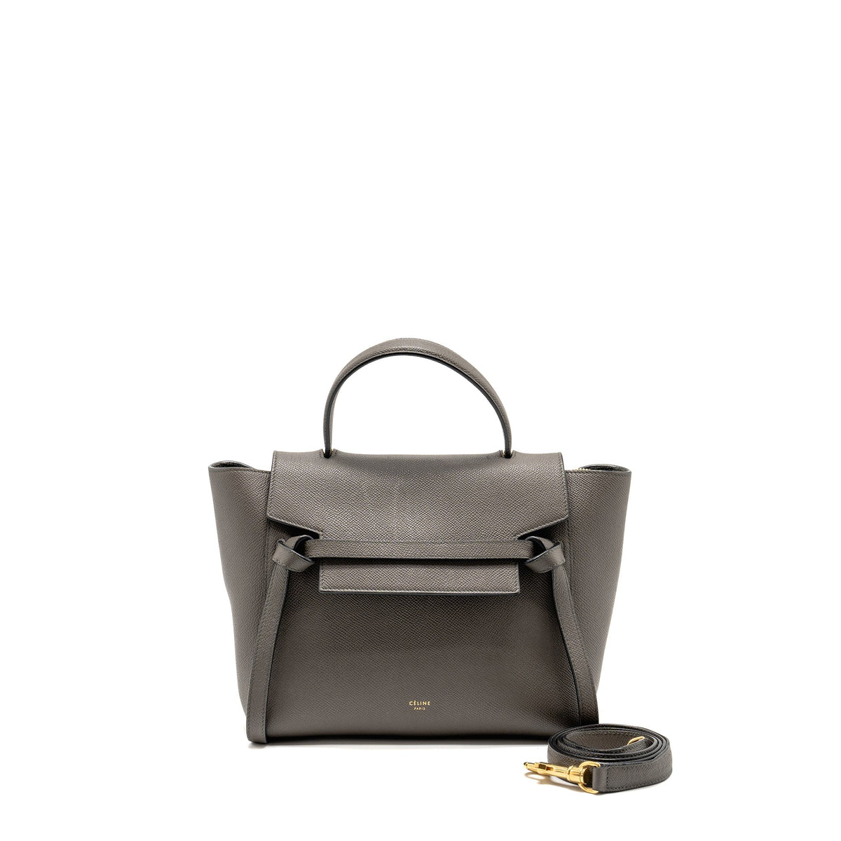 Celine Bags? CELINE Micro Belt Bag Grained Calfskin Grey GHW Luxury Designer Leather Handbag