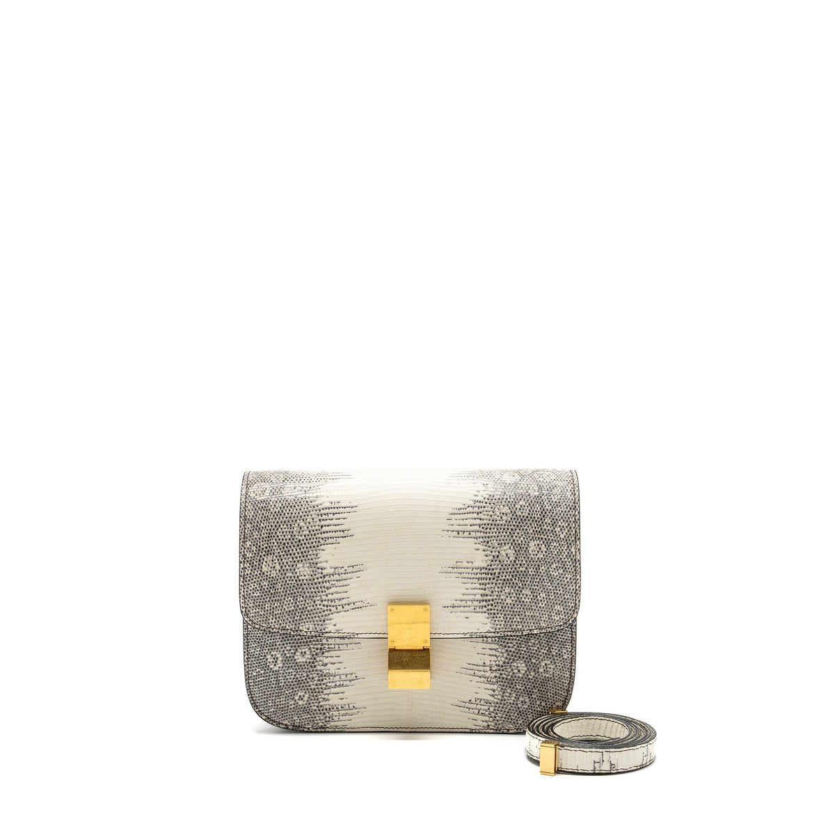 Celine Bags? Celine Medium Box Lizard Natural GHW Premium Designer Shoulder Bag