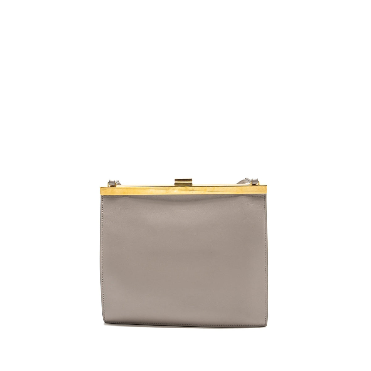 Celine Bags? Celine mini clasp shoulder bag light grey leather GHW Luxury Designer Leather Handbag