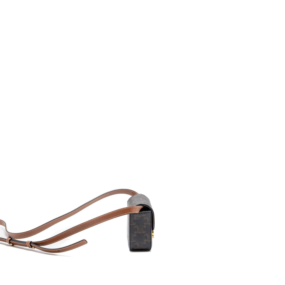 Celine Bags? Celine Mini Claude Triomphe Canvas Calfskin Tan GHW Luxury Designer Leather Handbag