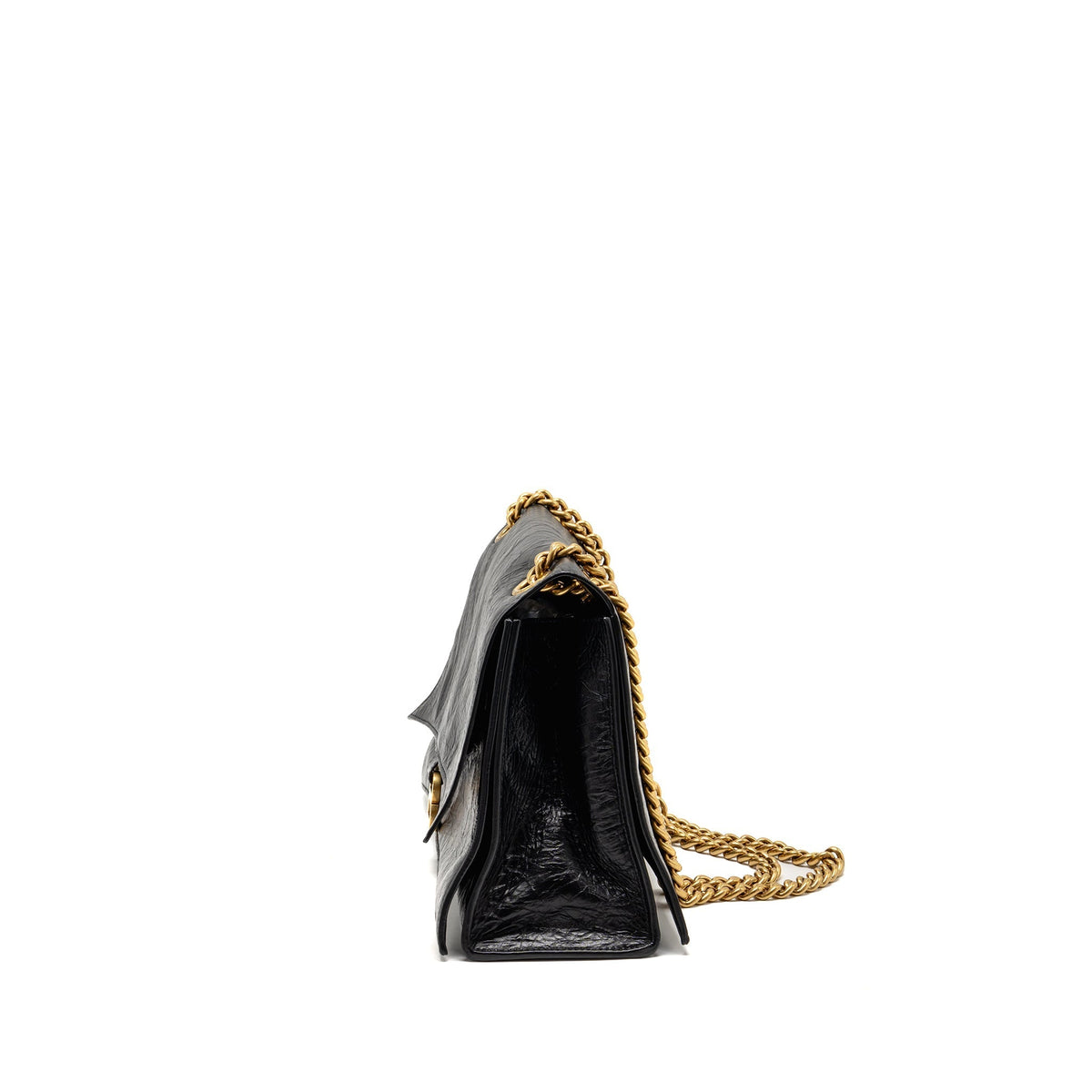 Side view of Balenciaga handbag Black premium designer bag