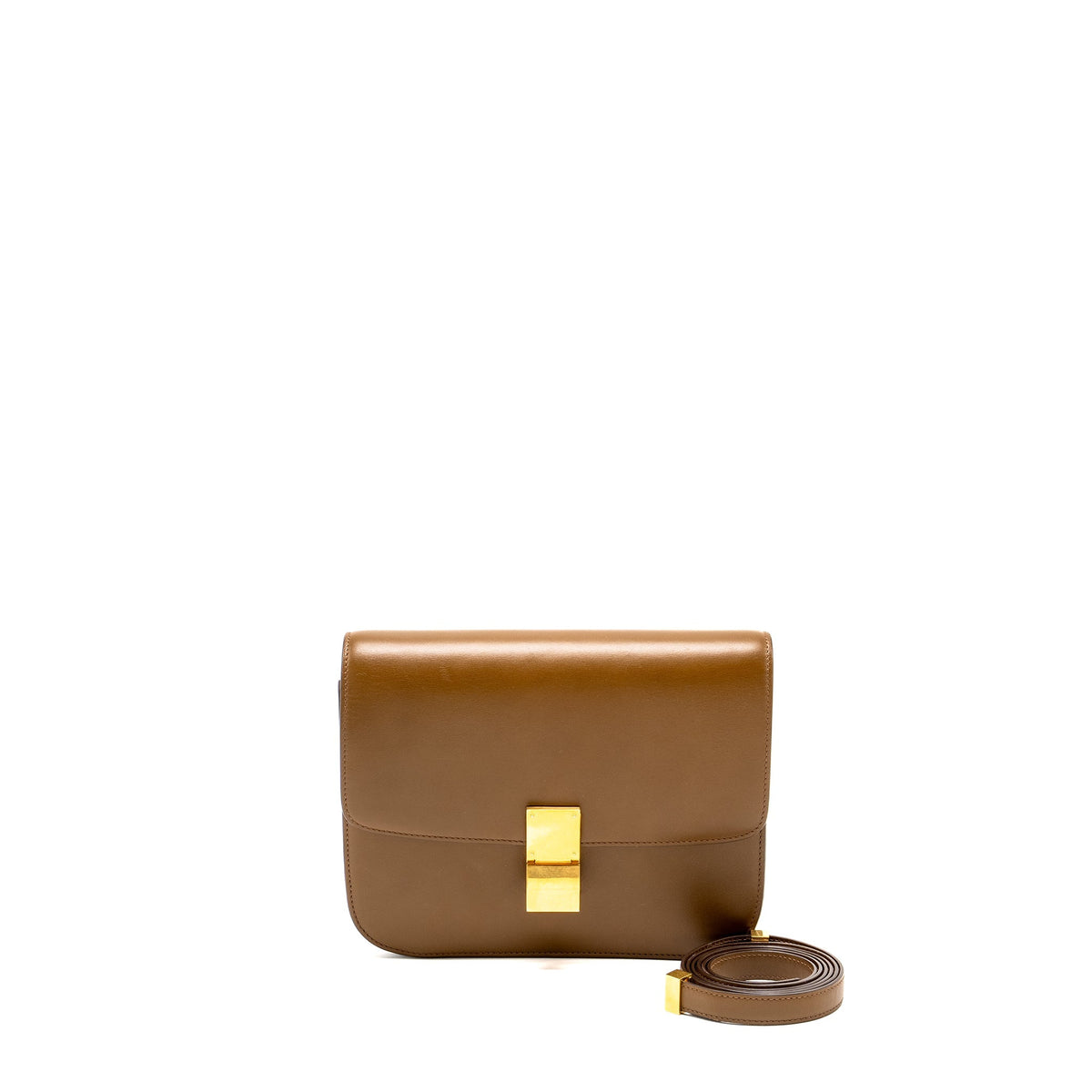 Celine Bags? Celine Medium Classic Box Bag Calfskin Camel GHW Luxury Designer Leather Handbag