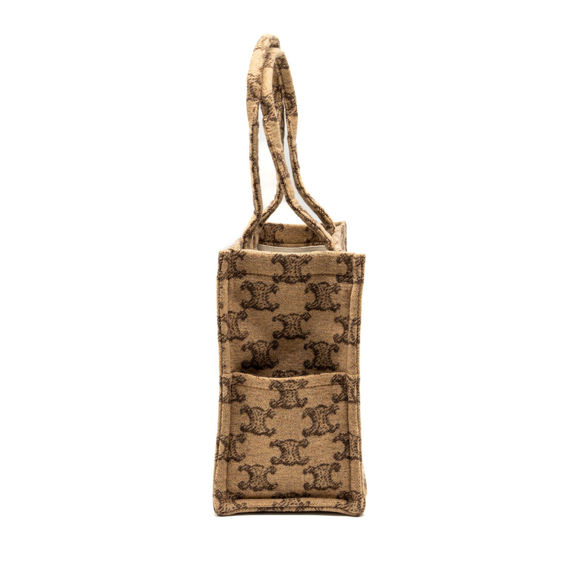 Celine Bags? Celine Large Cabas Thais Triomphe Printed Wool Calfskin Wool Calfskin Brown Premium Designer Shoulder Bag