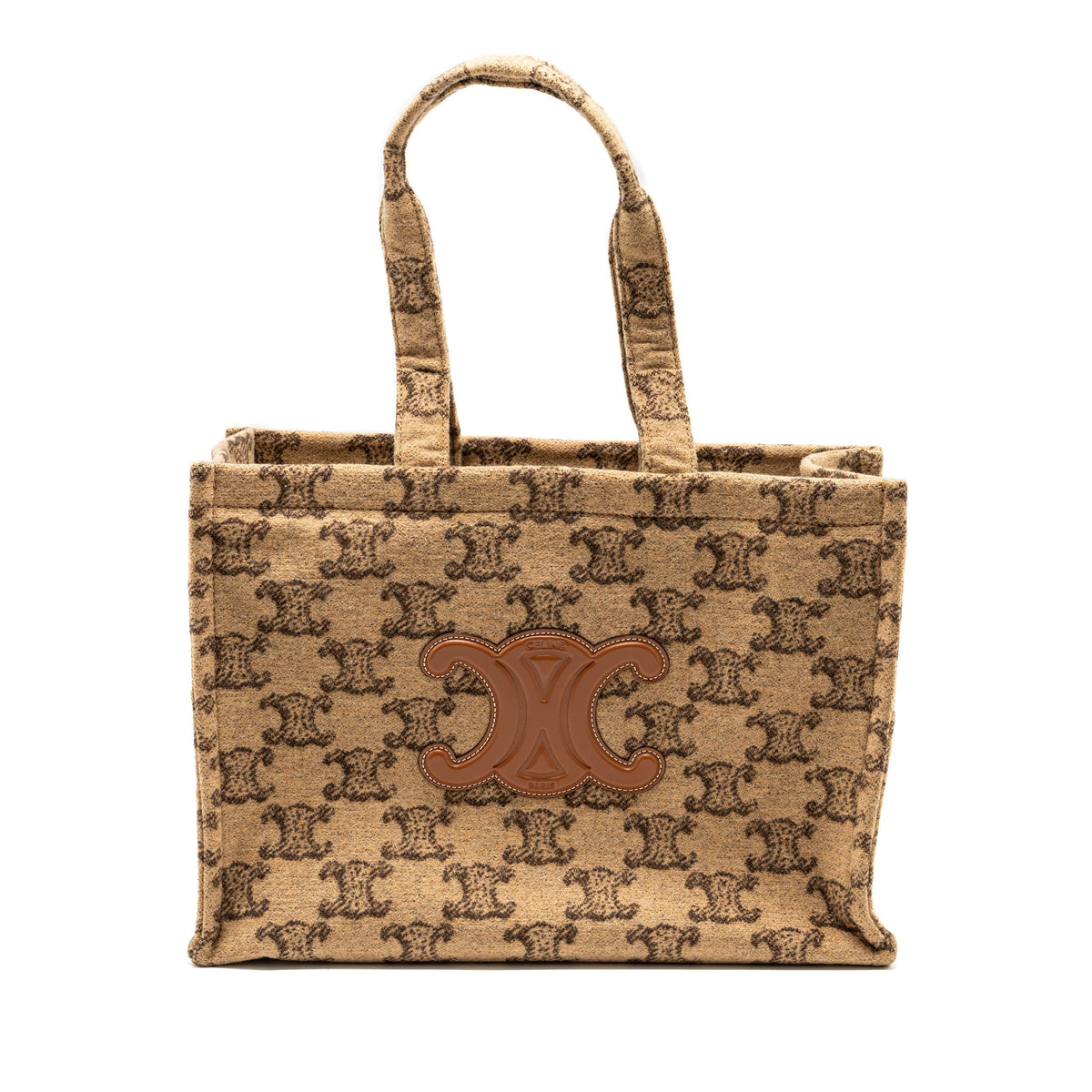 Celine Bags? Celine Large Cabas Thais Triomphe Printed Wool Calfskin Wool Calfskin Brown Premium Designer Shoulder Bag