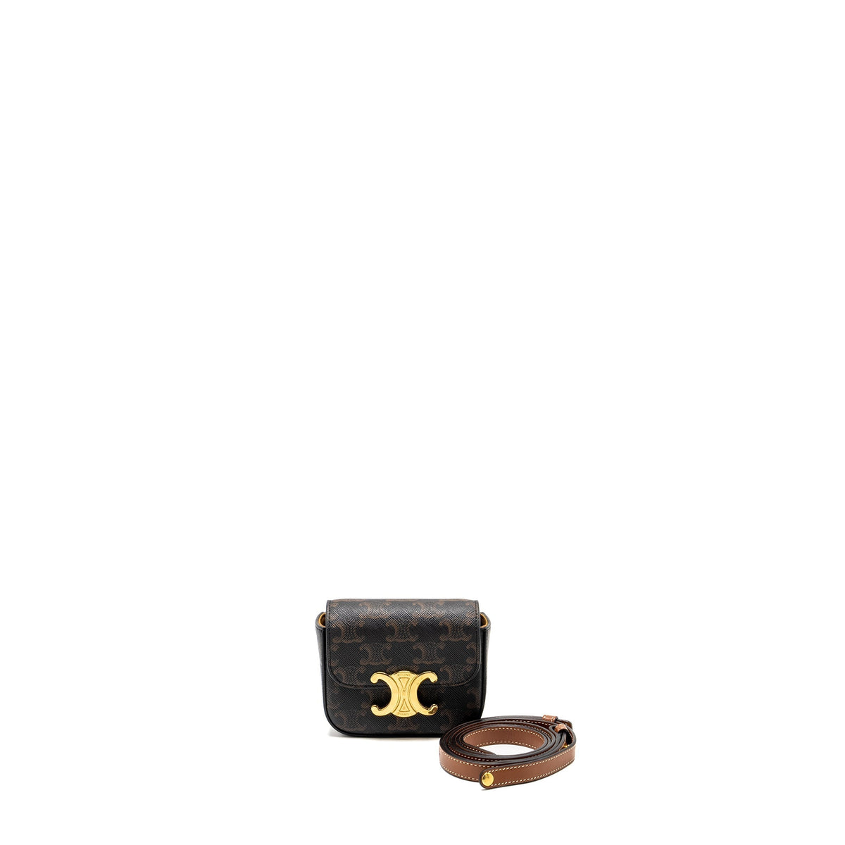 Celine Bags? Celine Claude Triomphe Canvas Calfskin Tan GHW Elegant Everyday Designer Handbag