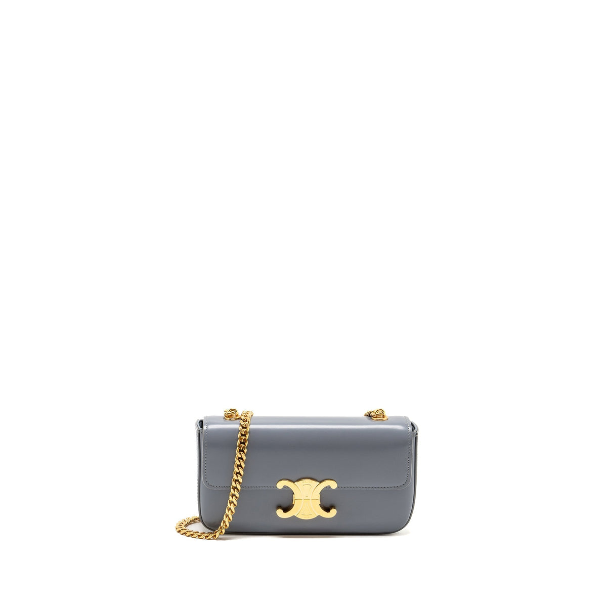 Celine Bags? Celine Chain Shoulder Bag Claude Shiny Calfskin Blue Grey GHW Elegant Everyday Designer Handbag