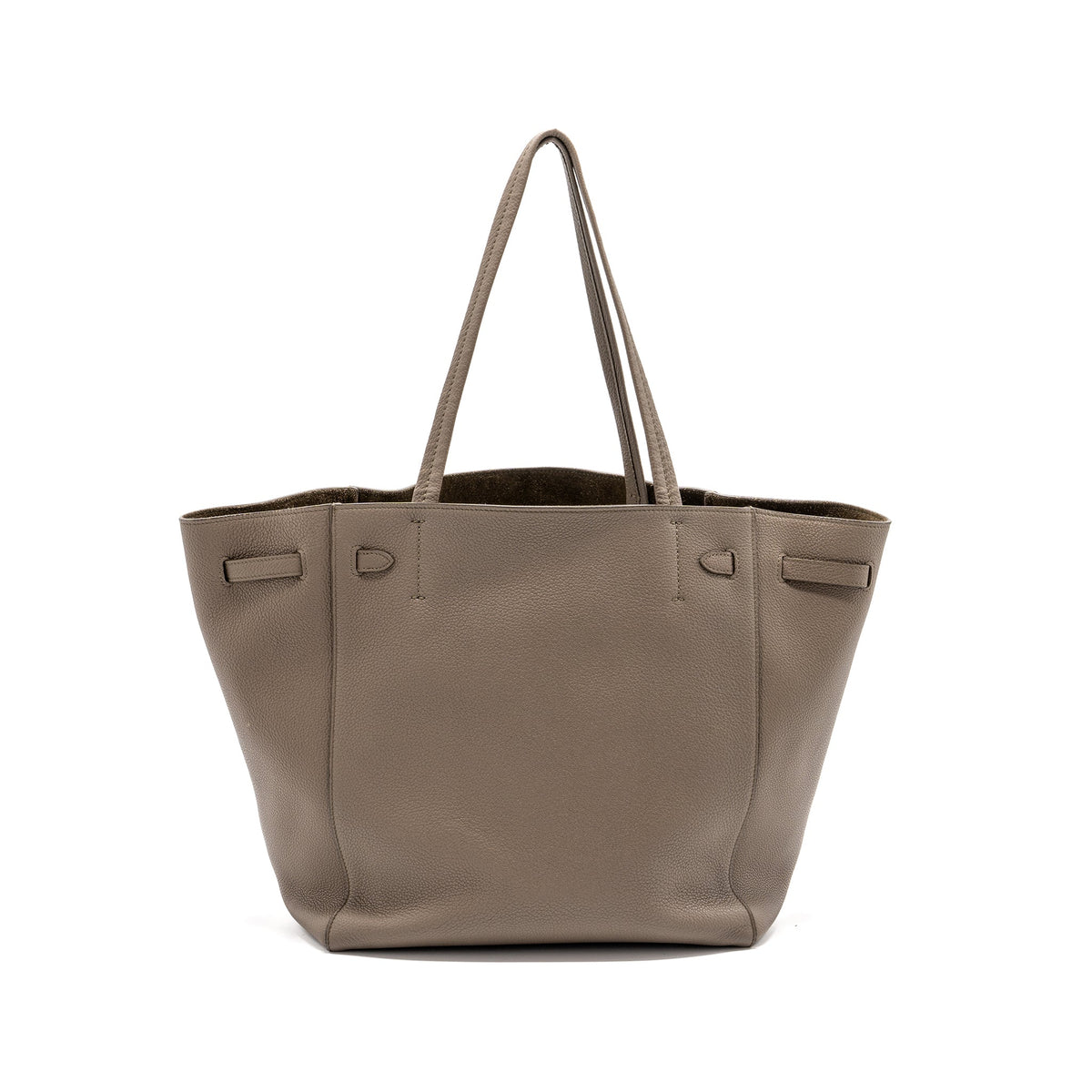 Celine Bags? Celine small cabas phantom bag grained calfskin taupe GHW Premium Designer Shoulder Bag