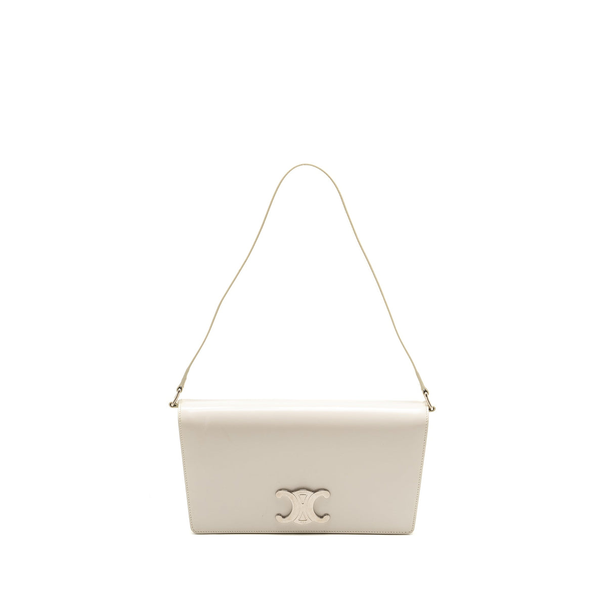 Celine Bags? Celine Trapeze Triomphe Shoulder Bag Shiny Calfskin White SHW Premium Designer Shoulder Bag