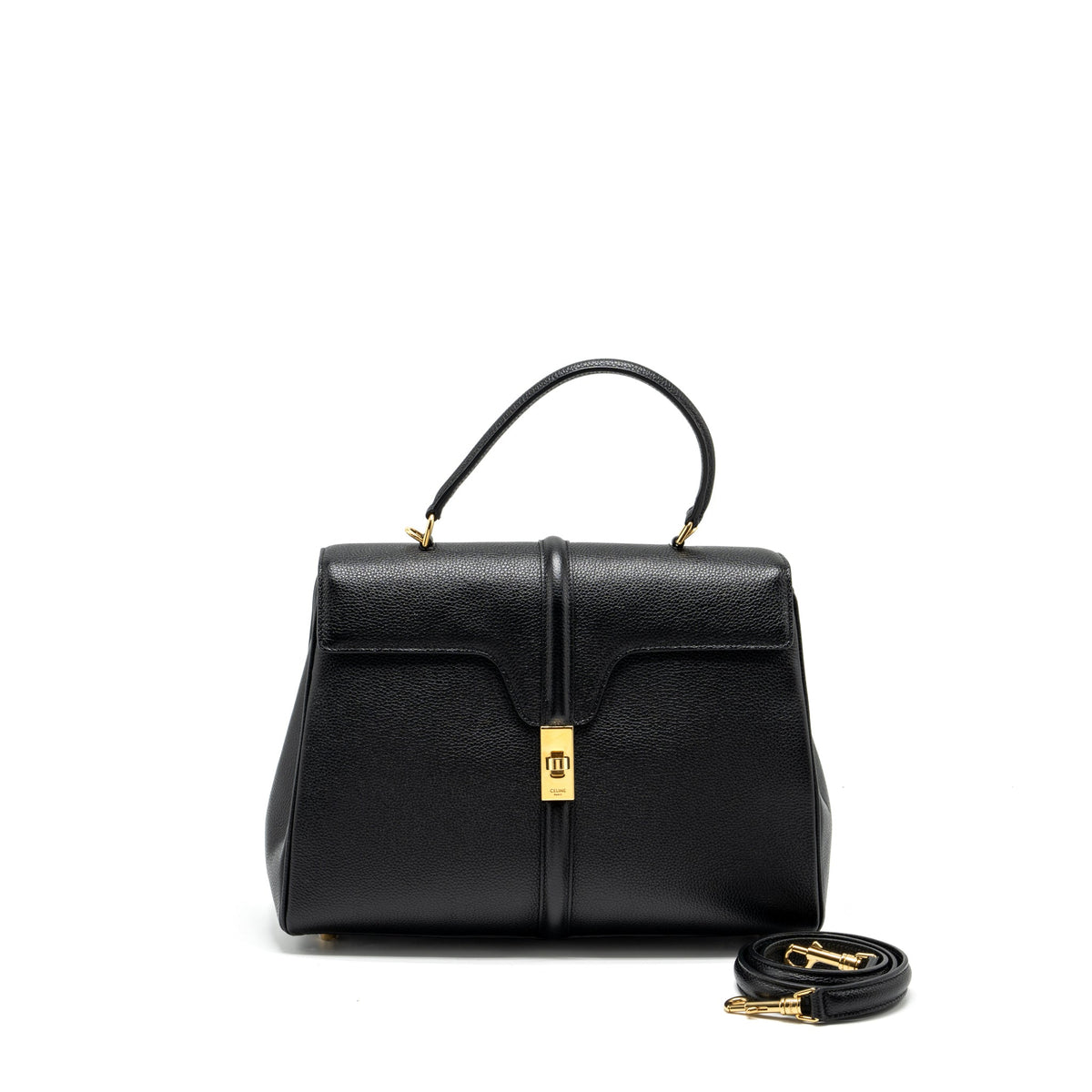 Celine Bags? Celine 16 Bag Grained Calfskin Black GHW Luxury Designer Leather Handbag