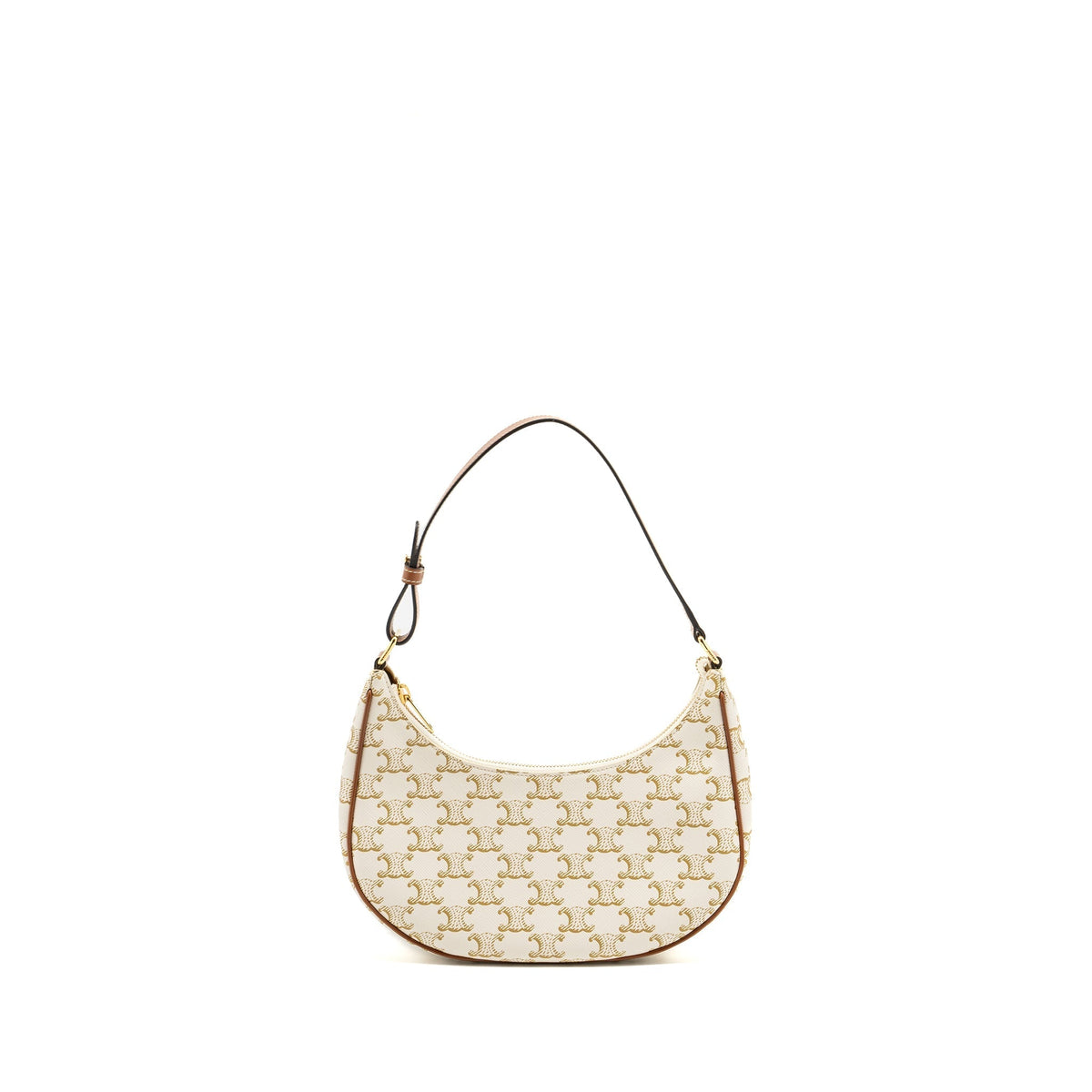 Celine Bags? Celine Ava Bag Triomphe Canvas Calfskin White Brown GHW Premium Designer Shoulder Bag