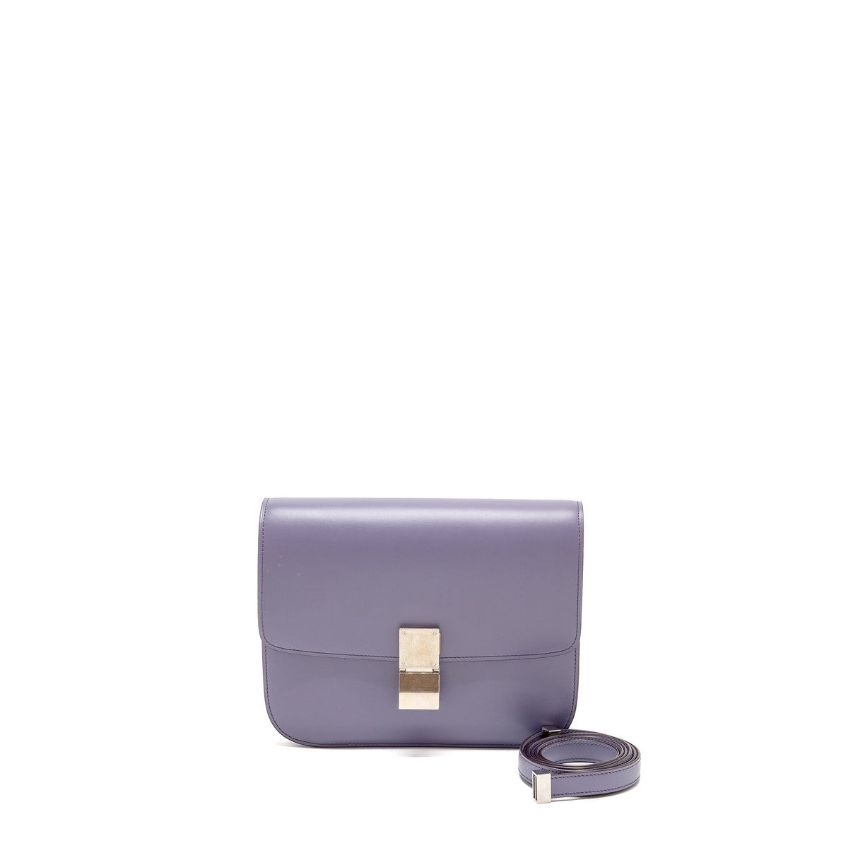 Celine Bags? Celine Medium Classic Box Bag Calfskin Purple SHW Premium Designer Shoulder Bag