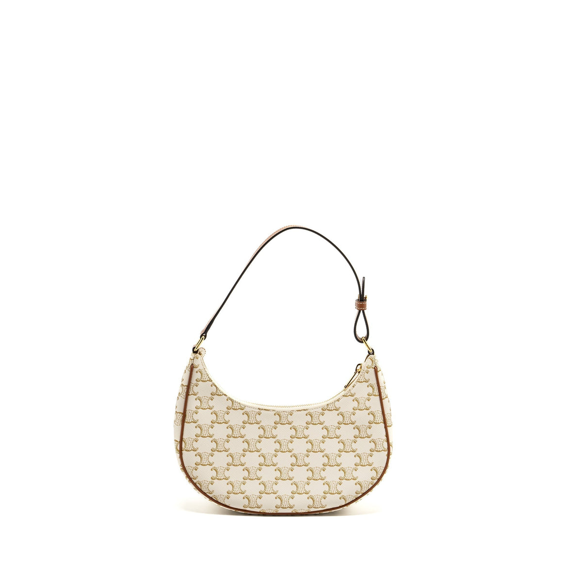 Celine Bags? Celine Ava Bag Triomphe Canvas Calfskin White Brown GHW Premium Designer Shoulder Bag