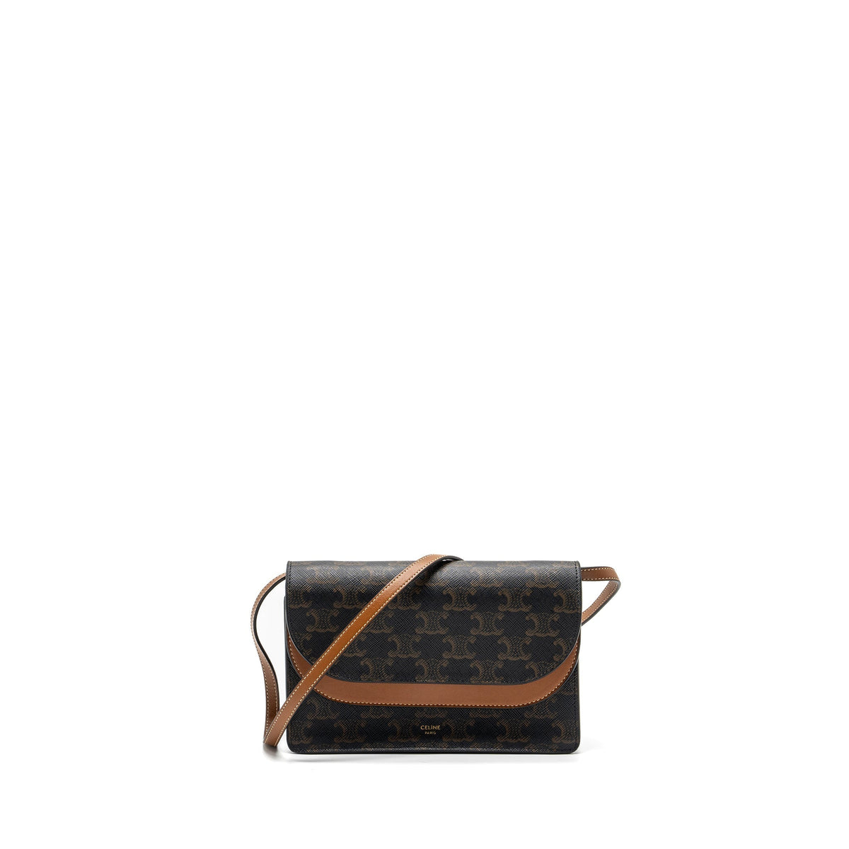 Celine Wallets? Celine wallet on strap triomphe canvas leather tan GHW Elegant Everyday Leather Wallet
