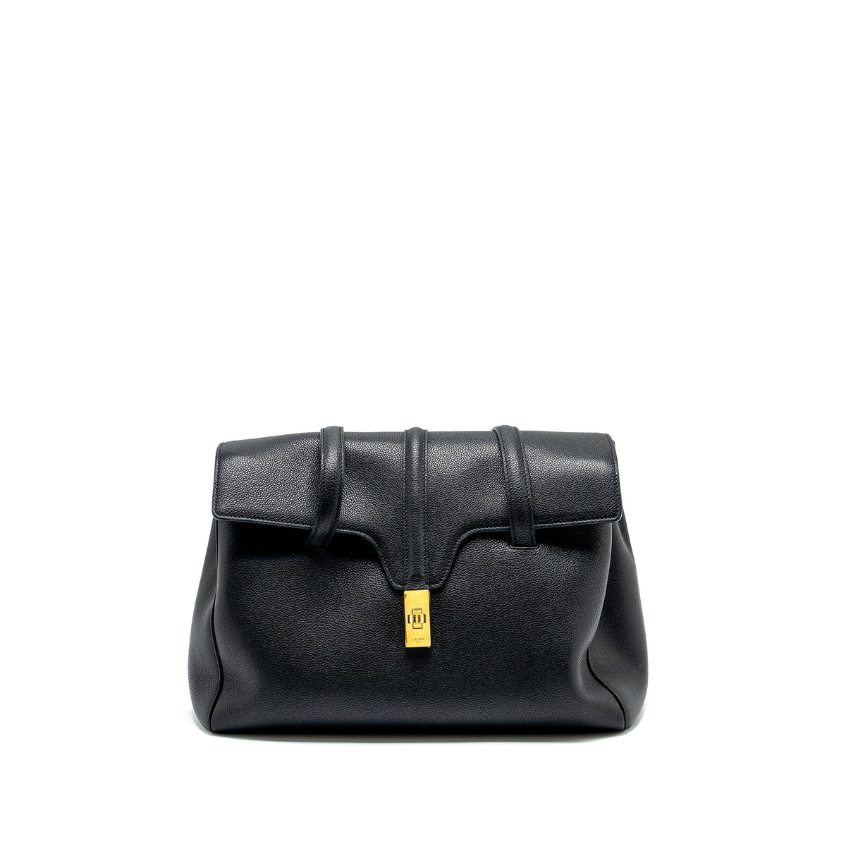 Celine Bags? Celine Medium Soft 16 Bag Grained Calfskin Black GHW Elegant Everyday Designer Handbag