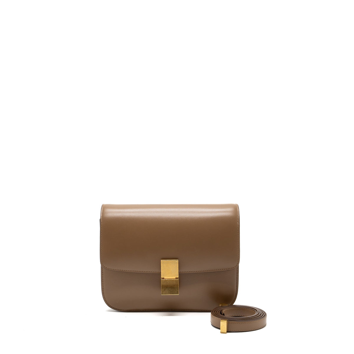 Celine Bags? Celine medium classic box bag Calfskin Beige GHW Premium Designer Shoulder Bag