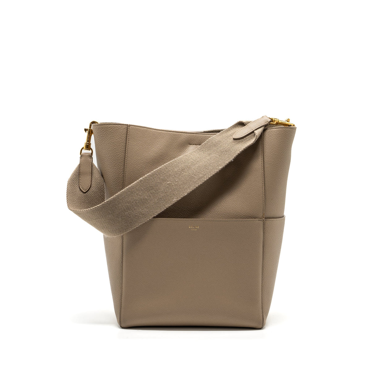 Celine Bags? Celine Sangle Bucket Bag Calfskin Light Grey GHW Elegant Everyday Designer Handbag