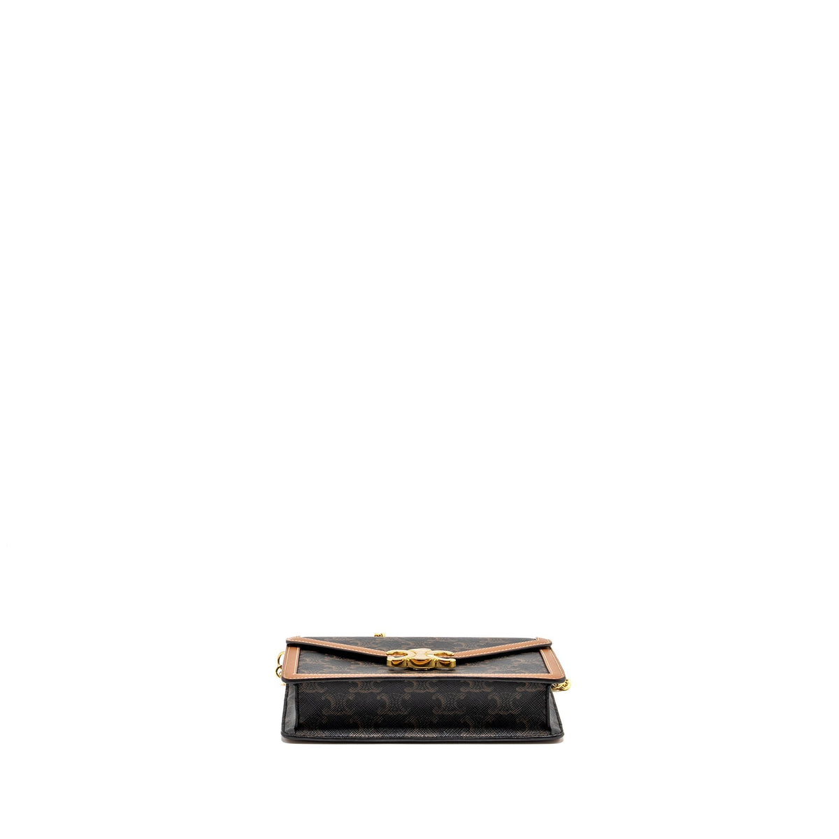 Celine Wallets? Celine Wallet on Chain Margo Triomphe Canvas Calfskin Tan GHW Elegant Everyday Leather Wallet