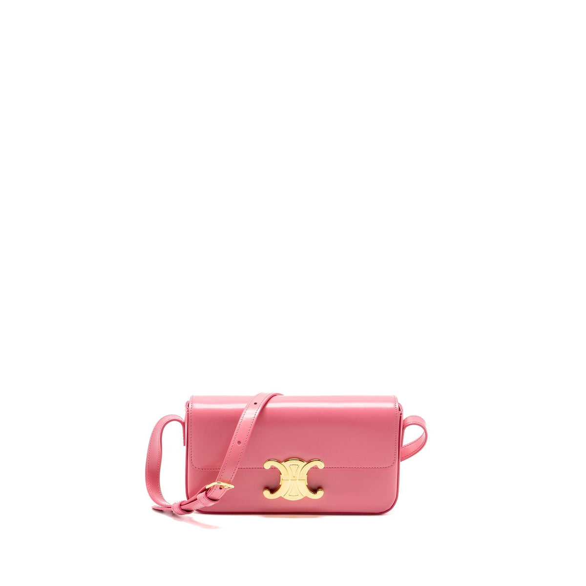 Celine Bags? CELINE Triomphe Shoulder Bag Shiny Calfskin Flamingo GHW Luxury Designer Leather Handbag