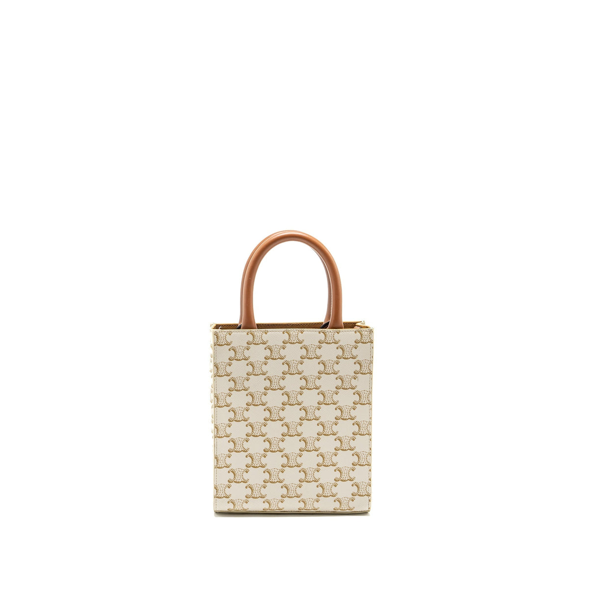 Celine Bags? Celine Mini Vertical Cabas Triomphe Canvas Calfskin white GHW Luxury Designer Leather Handbag