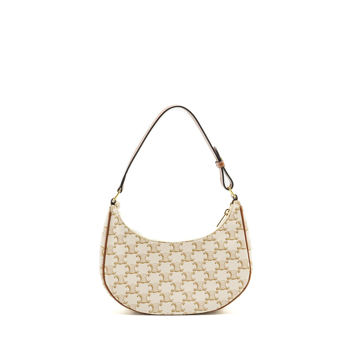 Celine Bags? Celine Ava bag triomphe canvas calfskin white GHW Premium Designer Shoulder Bag