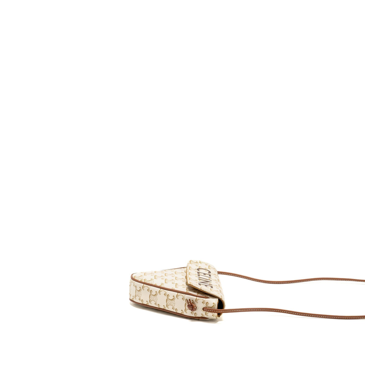 Celine Bags? Celine Triangle Shoulder Bag Triomphe Canvas White Tan Premium Designer Shoulder Bag