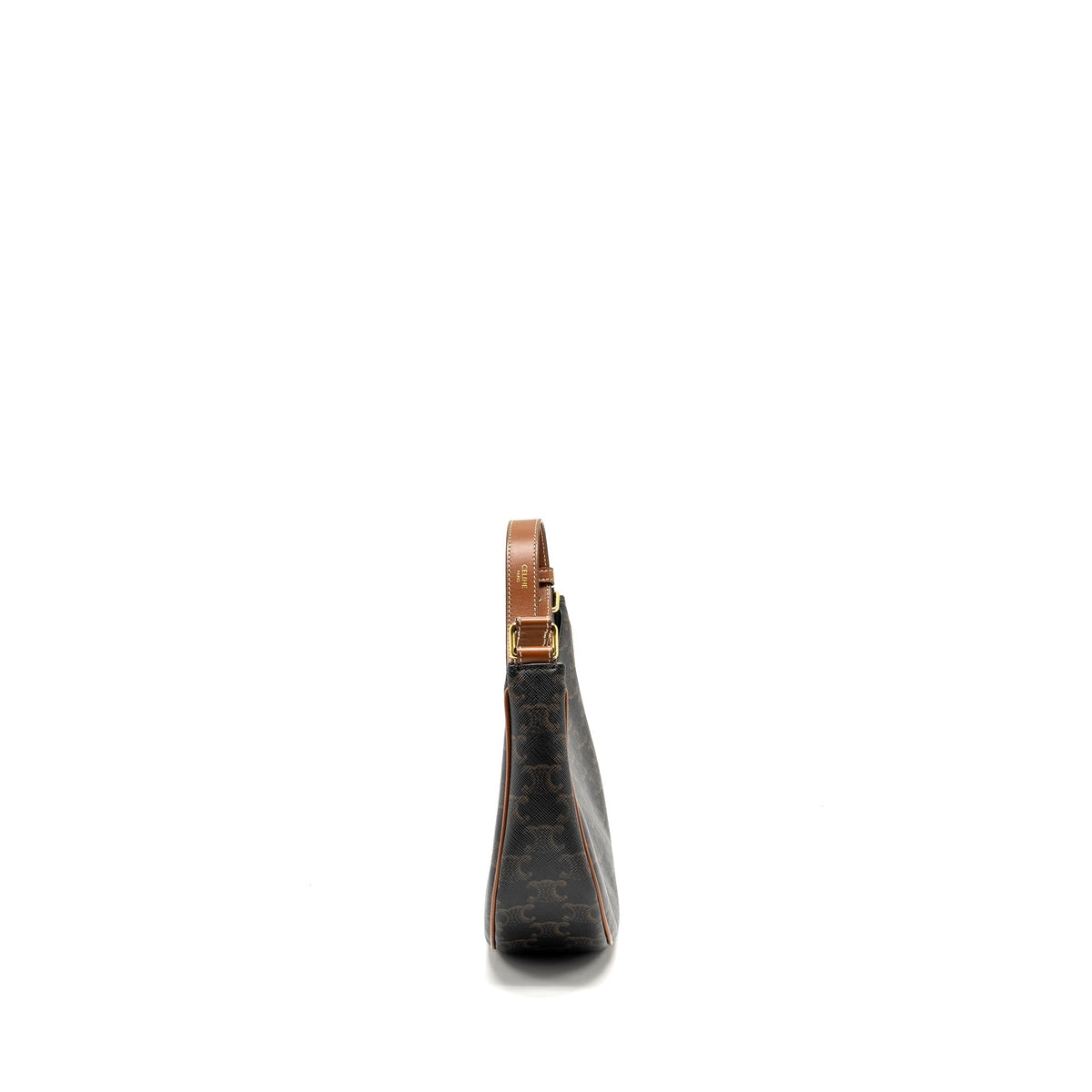 Celine Bags? Celine Ava Bag Triomphe Canvas Calfskin Brown GHW Premium Designer Shoulder Bag