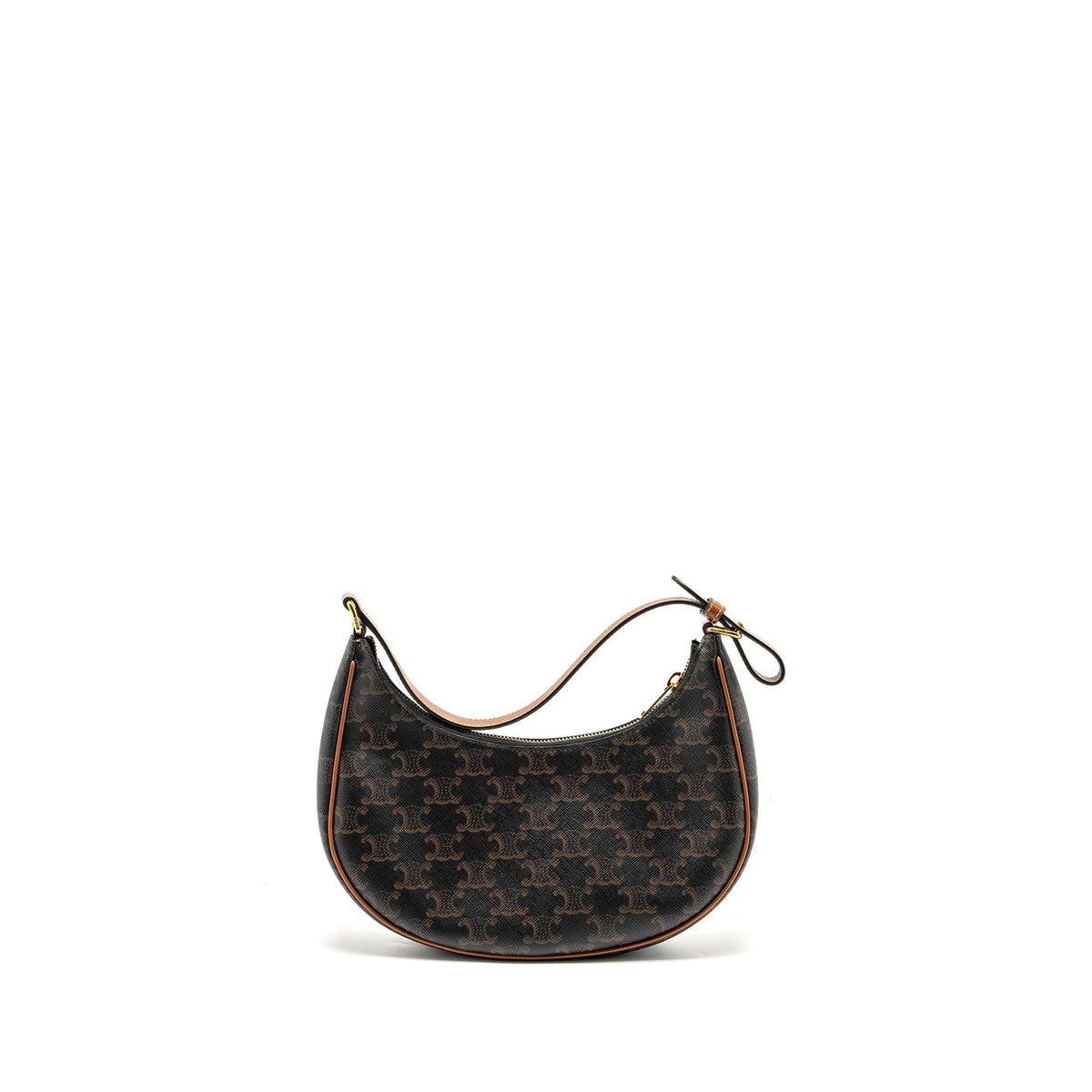 Celine Bags? Celine Ava Bag Triomphe Canvas Calfskin Brown GHW Premium Designer Shoulder Bag