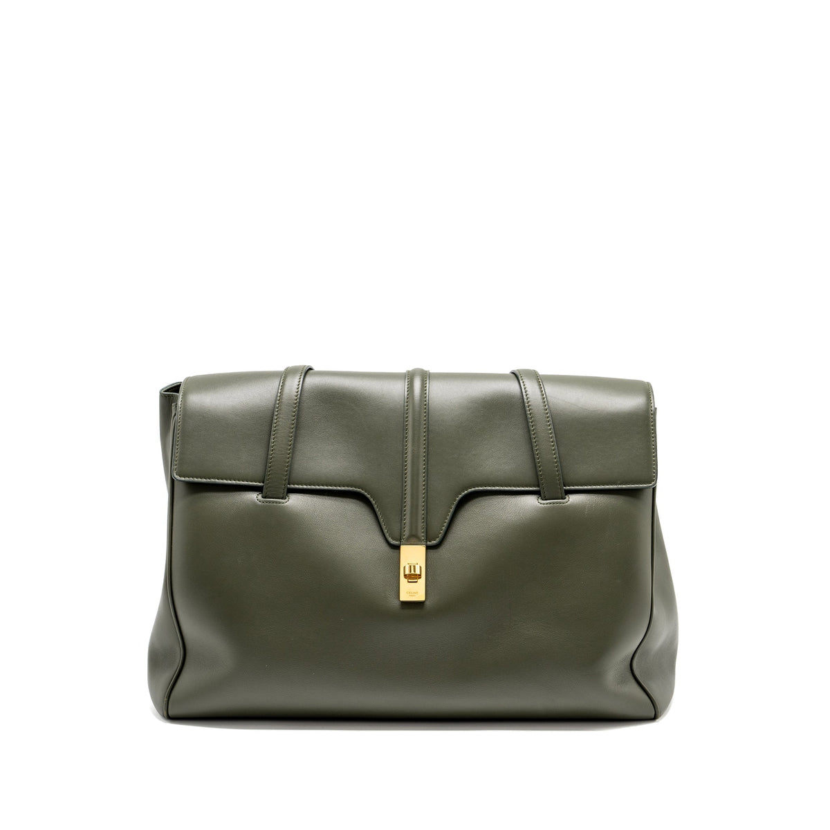 Celine Bags? Celine Large Soft 16 Bag Smooth Calfskin Dark Green GHW Elegant Everyday Designer Handbag