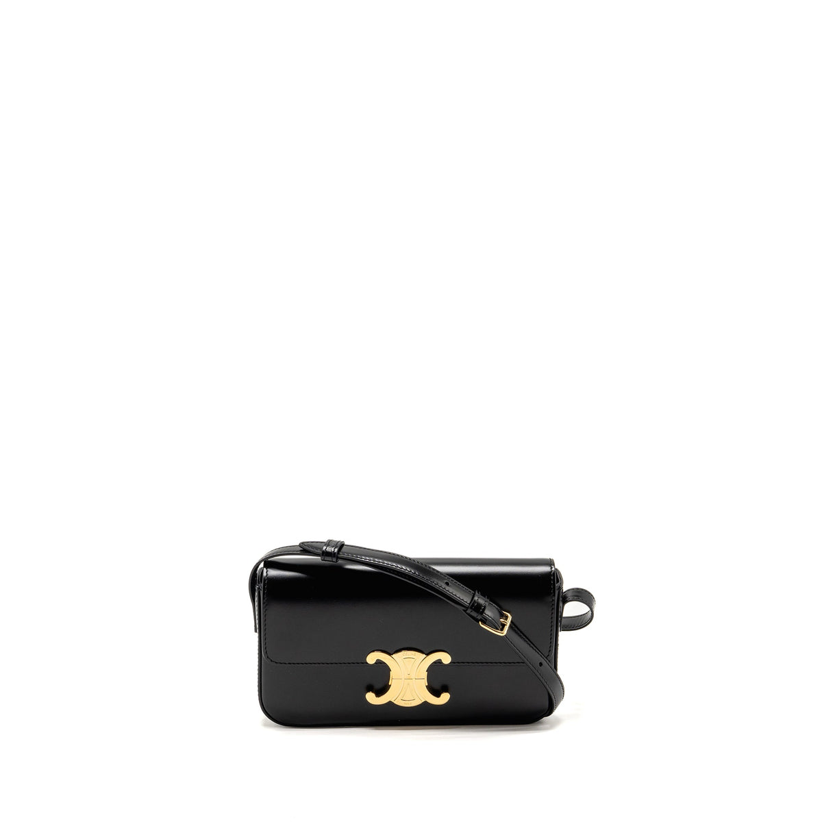 Celine Bags? CELINE Triomphe Shoulder Bag Calfskin Black GHW Elegant Everyday Designer Handbag