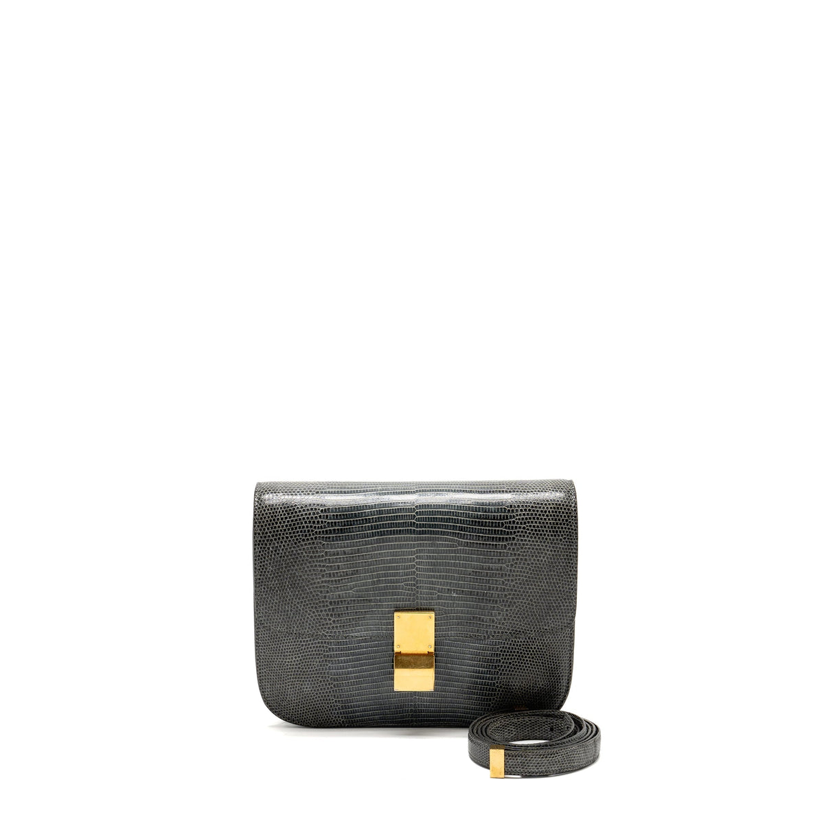Celine Bags? Celine Medium Box Bag Lizard Grey GHW Luxury Designer Leather Handbag