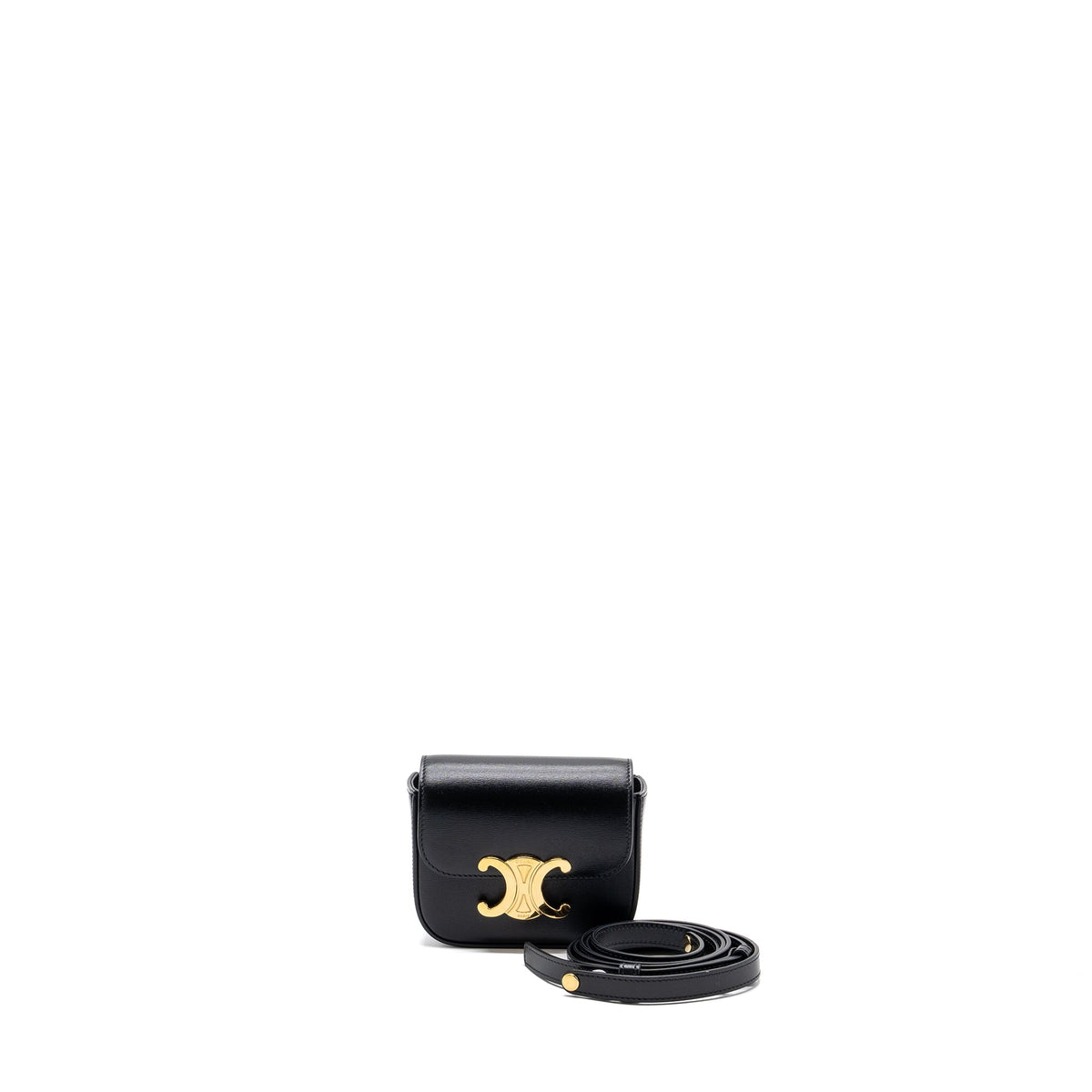 Celine Bags? Celine Mini Claude Shiny Calfskin Black GHW Premium Designer Shoulder Bag