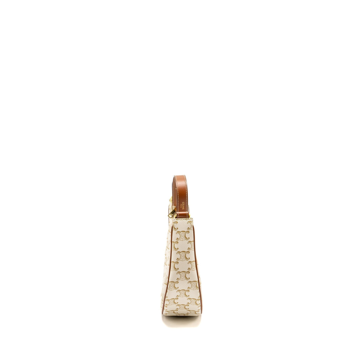 Celine Bags? Celine Medium Ava Bag Triomphe Canvas Calfskin White Brown GHW Premium Designer Shoulder Bag