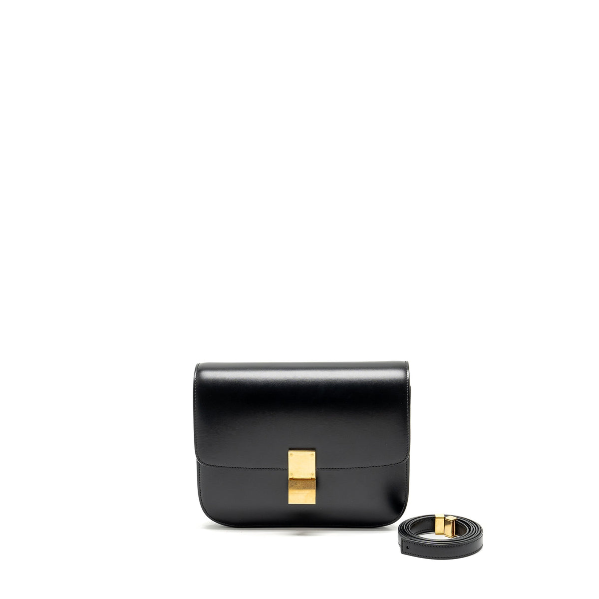 Celine Bags? Celine Medium Classic Box Bag Calfskin Black GHW Luxury Designer Leather Handbag