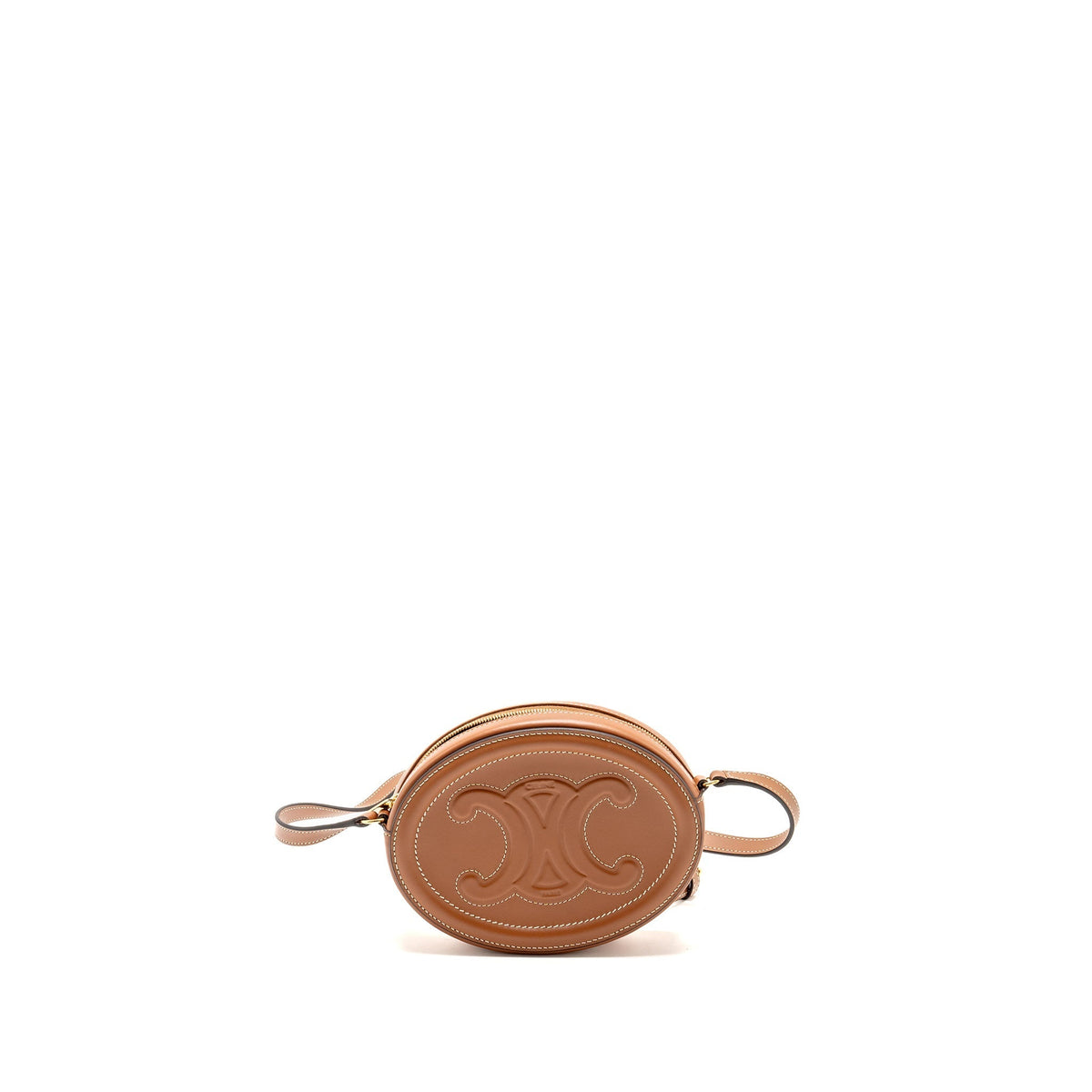 Celine Bags? CELINE Crossbody Oval Purse Cuirass Triomphe Smooth Calfskin Tan GHW Elegant Everyday Designer Handbag