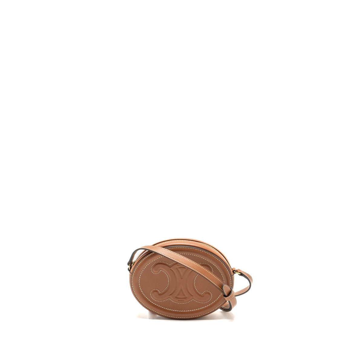 Celine Bags? CELINE Crossbody Oval Purse Cuirass Triomphe Smooth Calfskin Tan GHW Elegant Everyday Designer Handbag
