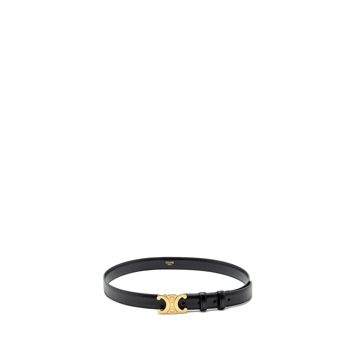 Celine Belts? Celine size 85 Medium Triomphe belt calfskin black GHW Classic Everyday Designer Belt