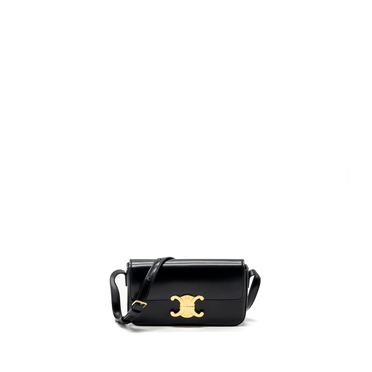 Celine Bags? Celine Triomphe Shoulder bag shiny calfskin black GHW Luxury Designer Leather Handbag