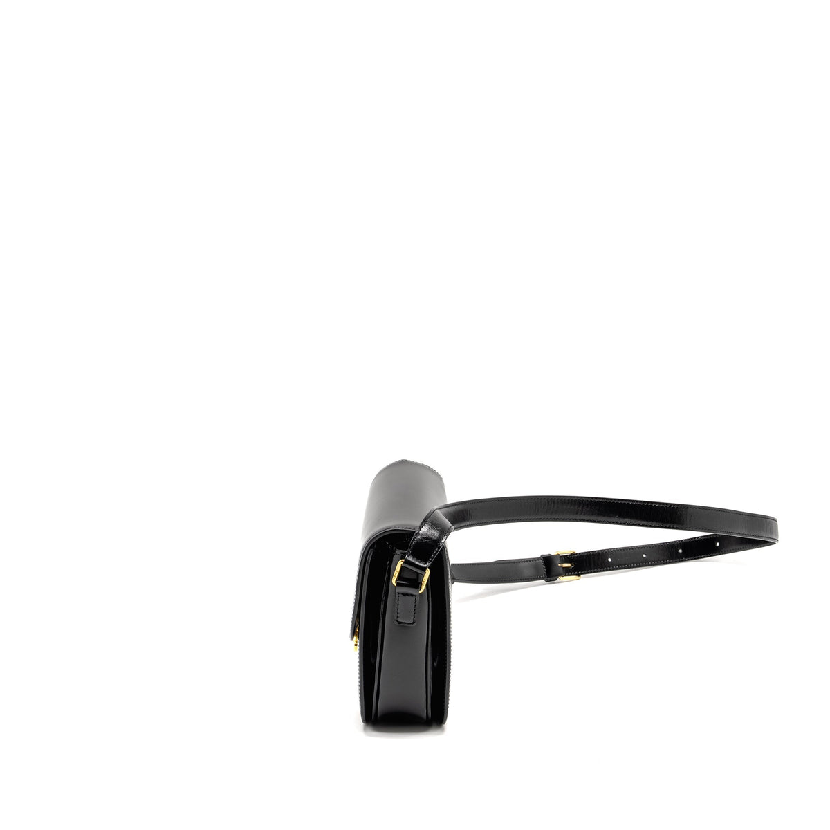 Celine Bags? Celine Classic Triomphe Bag Shiny Calfskin Black GHW Premium Designer Shoulder Bag