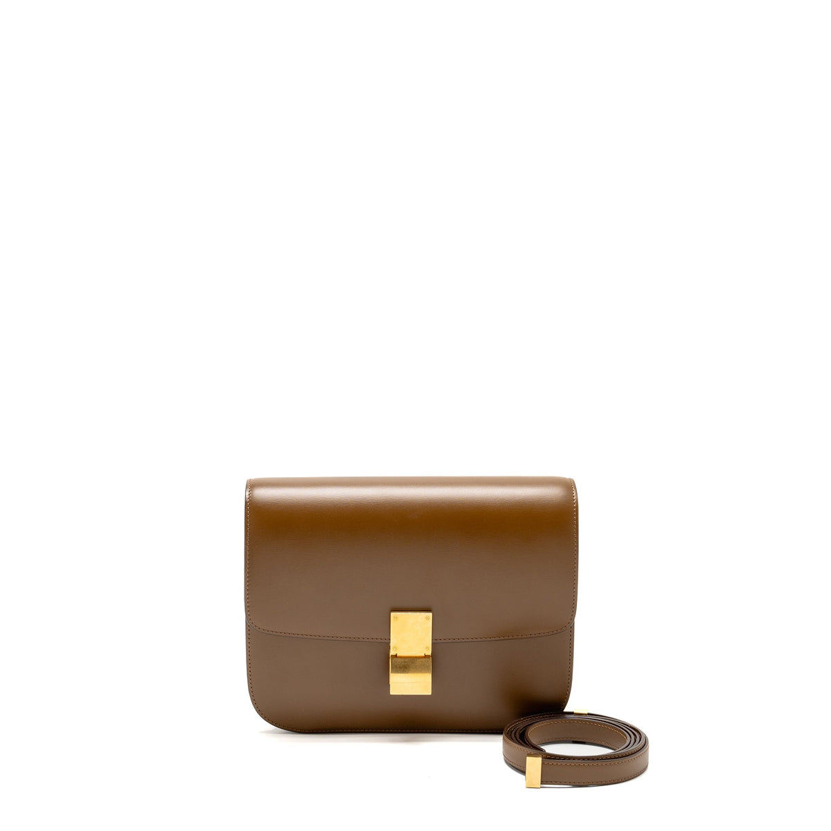 Celine Bags? CELINE Medium Classic Box Bag Calfskin Caramel GHW Premium Designer Shoulder Bag