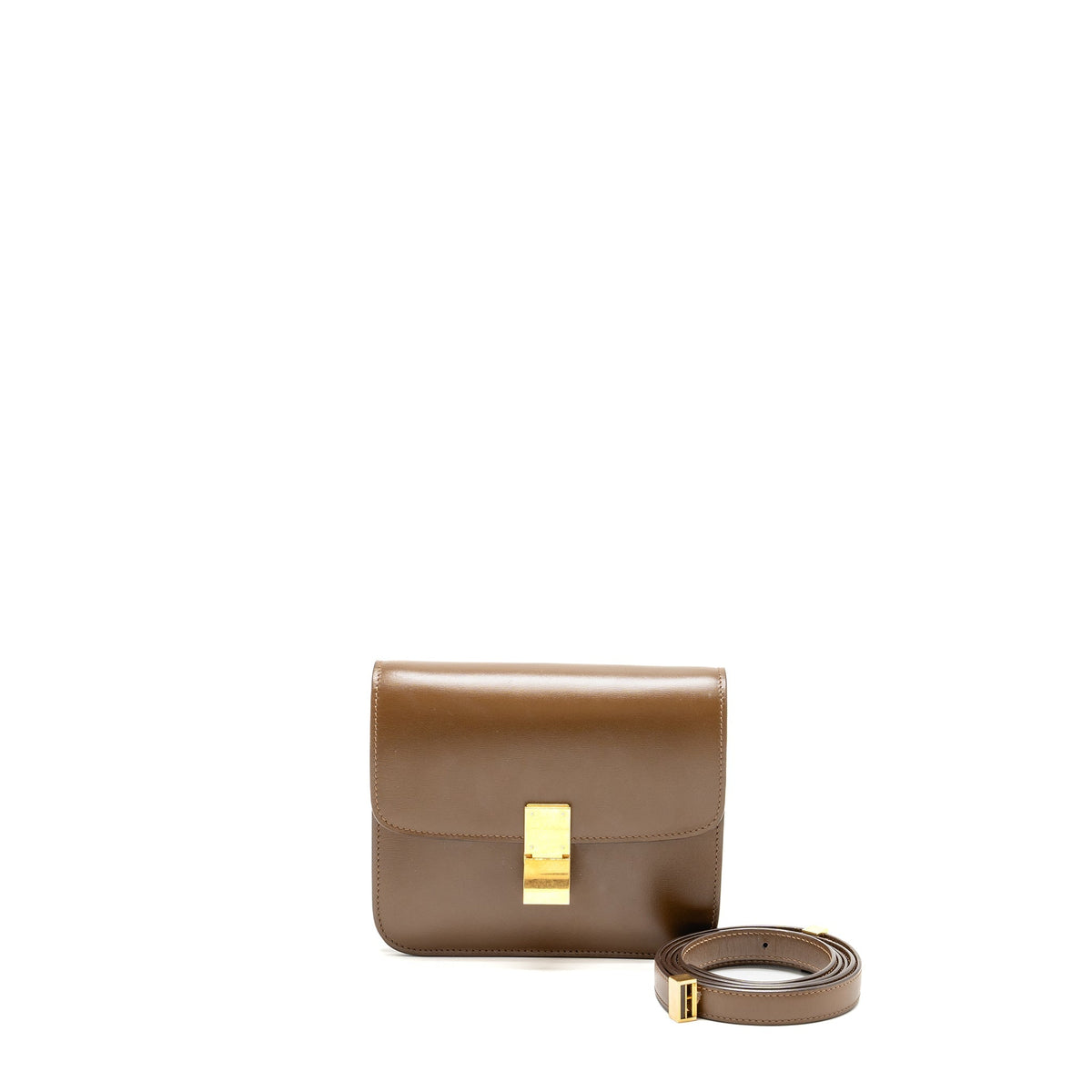 Celine Bags? Celine Teen Classic Box Bag Calfskin Camel GHW Luxury Designer Leather Handbag