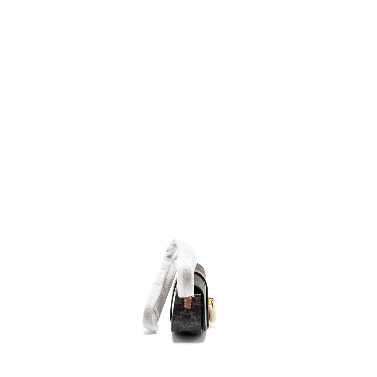 Celine Bags? Celine Clutch on Strap Tabou in Triomphe canvas calfskin tan GHW Premium Designer Shoulder Bag